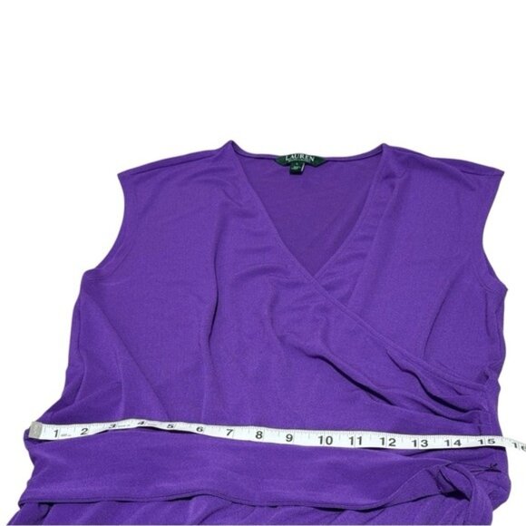 Lauren Ralph Lauren Purple Sleeveless Wide Leg Jumpsuit Size L Stretch Belted - Picture 3 of 9